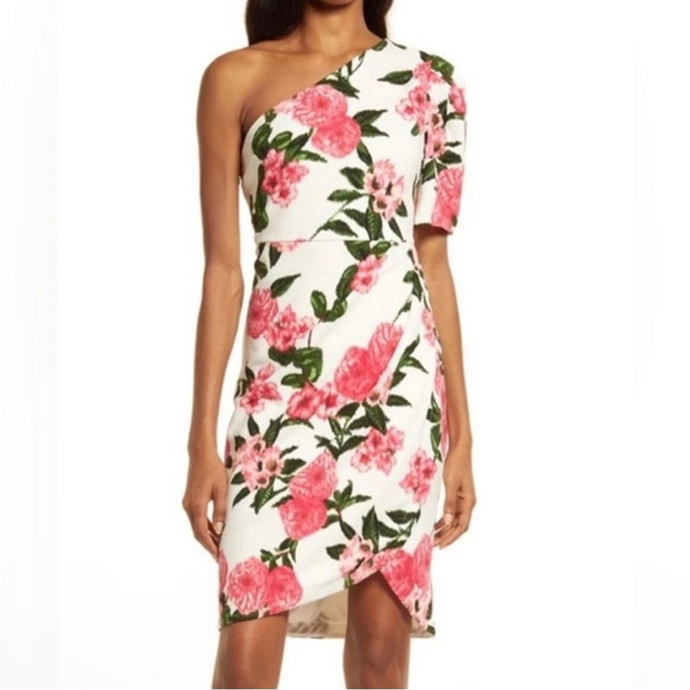 NWT Chelsea 28 Floral Print One Shoulder Dress | Size XS | D2